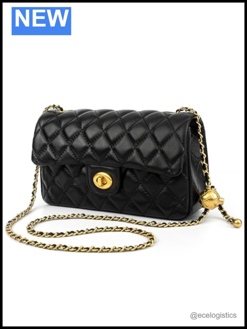 Genuine Lambskin Leather Quilted Crossbody Purse Small Bag